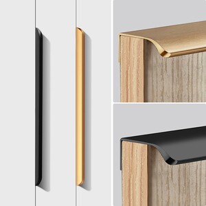 高门衣柜拉手内嵌式黑色金色隐形长拉手餐边柜抽届金柜门免打孔