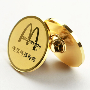 不锈钢金属圆形胸牌定制定做工牌高档公司员工别针式磁吸工号牌