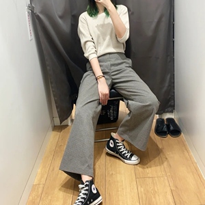 优衣库黑色高腰阔腿裤