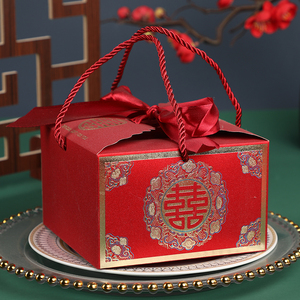 新款婚礼喜糖盒磨砂面中国风婚庆礼品包装盒喜糖手提袋空喜糖袋子
