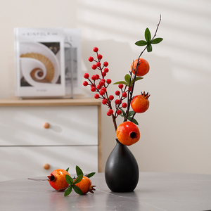 柿子小苹果插花花瓶客厅摆件高端大气电视柜玄关家居装饰花艺摆设