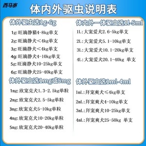 大宠爱体驱虫狗内外一体欣宠克狗狗体外驱虫药拜耳旺滴静除虫专用