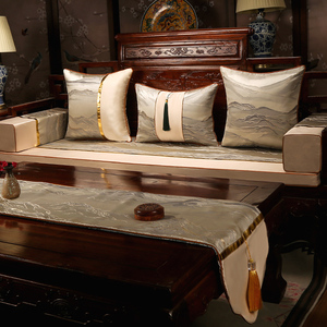 现代新中式红木沙发坐垫带靠背实木家具椅垫罗汉床垫子五件套定做