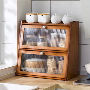 004人付款淘宝厨房置物柜吊柜实木调料柜收纳柜子玻璃门储物柜壁挂式