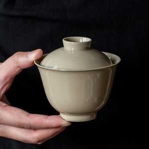 中式草木灰单个不烫手盖碗茶杯禅意功夫茶具手抓碗泡茶碗茶道定制