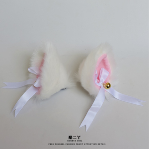 原创猫耳朵铃铛发夹拍照cos神器狐狸发箍女兽耳发卡猫咪可爱头饰