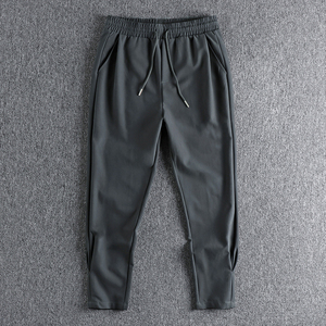 秋季舒适铜氨丝混纺抗皱垂感面料休闲裤男宽松小脚纯色百搭长裤子