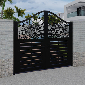 铁艺庭院门别墅大门花园小区院子门现代激光雕刻栅栏围栏单双开门