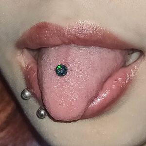 美国进口澳宝舌钉内螺纹欧泊钉opal舌头钉钛钢防过敏穿孔钉