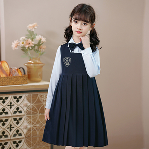 女童学院风套装时髦洋气小学生校服裙子大童秋季新款背带裙两件套