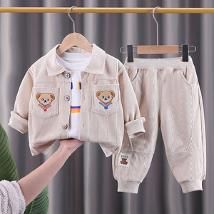 婴儿衣服春秋季韩版外套一岁男童超洋气套装分体七八个月宝宝春装