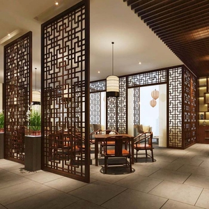 定制中式花格客厅镂空隔断屏风实木电视背景墙现代简约装饰木格珊