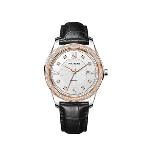 goldbear金熊18k金女士黄金手表女ins风时尚防水玫瑰金石英表9501