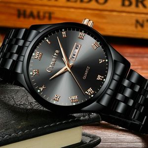 正品超薄时尚潮流黑色钢带夜光防水石英表手表男男士皮带学生腕表