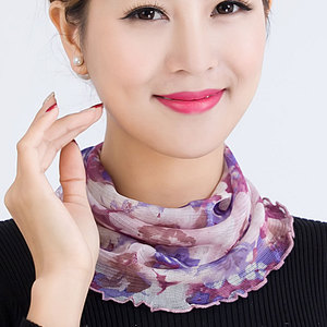 真丝丝巾女薄款围脖套头新款纱巾护颈桑蚕丝围巾2022爆款春秋夏季