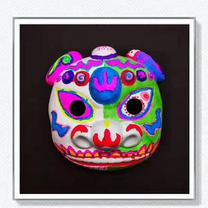 瑞兽狮子头面具