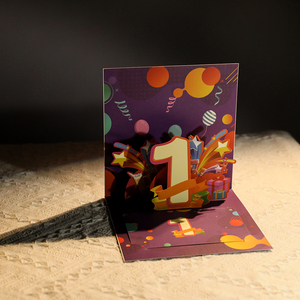 商务风职场礼物工作一周年3d纪念礼品立体祝福感谢感恩小卡员工生日