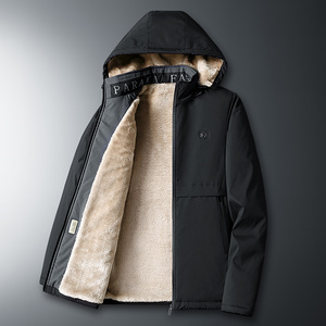 鸿星冬季男士加绒加厚棉衣中老年男装外套中年爸爸冬装棉袄羊羔绒