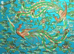 sf-016凤凰双凤祥云方板木雕精雕图浮雕图jdp灰度图bmp电脑雕刻