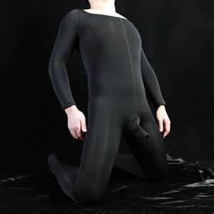 性感加绒加厚男士带jj套连身袜性感紧身伪娘全包连体开裆免脱丝袜
