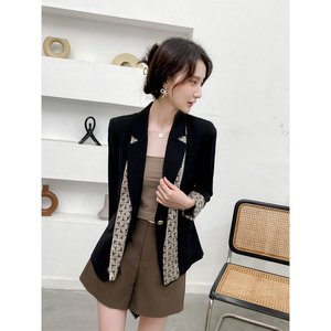 通勤风显瘦百搭修身收腰气质女士小西装配丝巾韩版西服