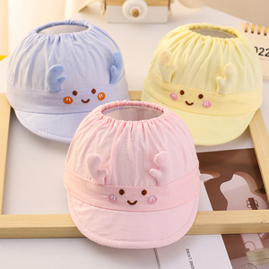 夏季婴儿帽子薄款鸭舌帽新生婴幼儿满月帽男女宝宝可爱空顶遮阳帽