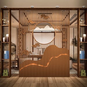 i屏风栅栏隔关新中饰顺德区餐厅抽象图g案祥云31.33装式玄断实木