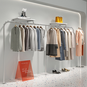 服装店展示架不锈钢挂衣架女装店靠墙货架创意上墙陈列架衣服架子