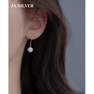 S925纯银香巴拉耳环女韩版时尚满天星耳勾简约时尚气质耳坠小饰品