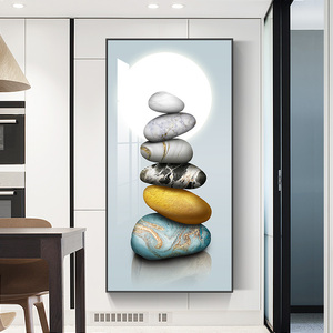 00百特好旗舰店天猫新中式禅意石头装饰画石来运转茶室挂画入户玄关