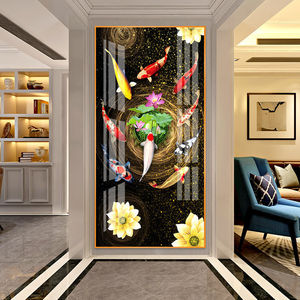 风水画九鱼图玄关