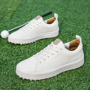 高尔夫球鞋男女鞋子真皮防水固定钉男士训练板鞋厚底增高休闲白鞋