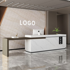 大型公司售楼部培训机构前台桌简约现代吧台轻奢美容院展厅接待台