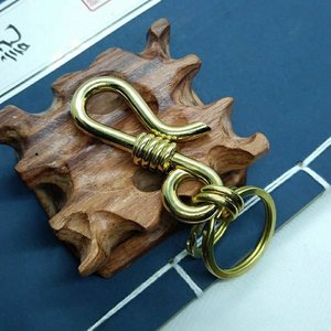 黄铜钥匙扣纯铜5mm加粗纯手工男士复古创意腰挂自制铜锁匙扣