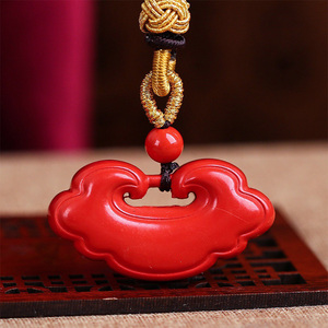 正品天然朱砂平安如意锁男女情侣款护身符挂件儿童长命百岁小吊坠