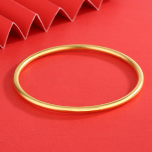 周六福古法黄金纯金手镯素金金镯传承金手镯女足金999素圈24k镯子