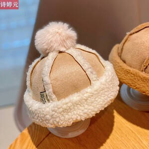 儿童帽子秋冬季男童地主帽韩国女宝宝加绒瓜皮帽冬款保暖防风洋气