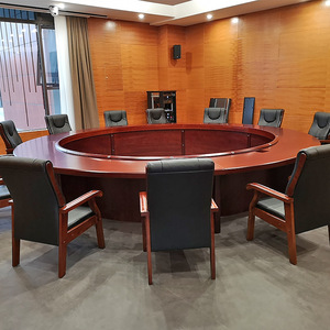 圆形会议桌大型油漆圆桌办公室培训实木皮接待洽谈多人开会桌包邮
