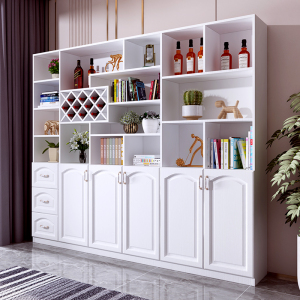 现代简约酒柜储物柜一体靠墙客厅展示柜实木定制餐边柜碗柜茶水柜