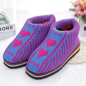 网红毛线棉鞋纯手手工o编织.冬鞋男女手织暖脚鞋厚实老年人成品