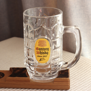 日本制三得利角牌威士忌洋酒杯水晶玻璃带把日式啤酒杯冰饮嗨棒杯