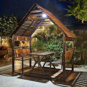 阳台小木屋户外庭院实木别墅炭化防腐木亭子花园庭院露台屋顶凉亭