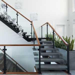 室内楼梯扶手简约栏杆钢化玻璃