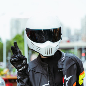 复古全盔男摩托车头盔玻璃钢来梦学姐女蝴蝶结猪鼻安全盔机车可爱