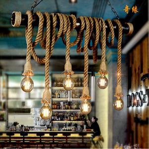 创意复古工业风水管麻绳吊灯餐厅奶茶店服装店休闲吧咖啡店灯具