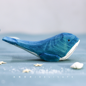 木有艺术/ 手工可爱鲸鱼动物装饰摆件工艺品治愈系海豚小礼物