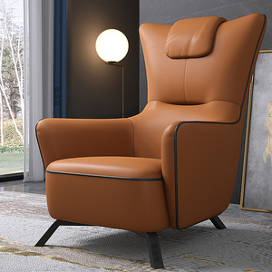 轻奢极简现代北欧休闲椅小户型单人沙发椅客厅真皮高背家用老虎椅
