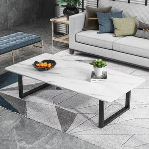 亮光面岩板茶几客厅家用小户型北欧长方形大理石茶台简约办公茶桌