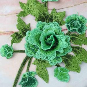 绣布贴花牡丹溶彩刺04632色对花镂空舞台服装辅料水绣花边手缝胸