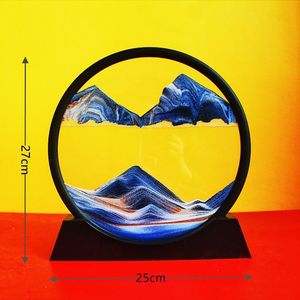简约3d山水流沙画摆件客厅工艺品玻璃艺术创意沙漏圆形女朋友礼物